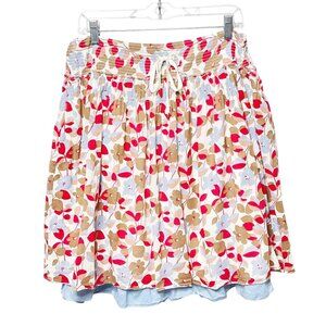 American Eagle Cottage Core Cotton Skirt Floral Lined Blue Ruffle Women’s Size 8